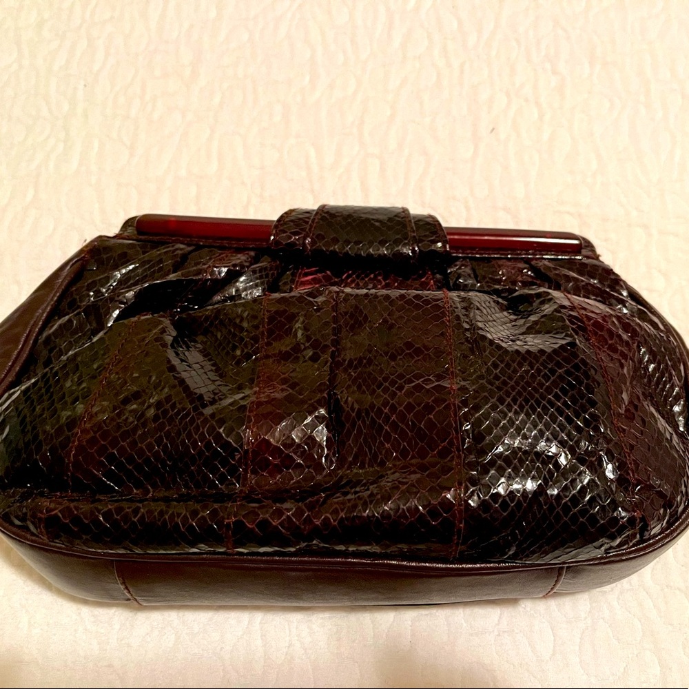 Vintage Aspects Burgundy Snakeskin Clutch
